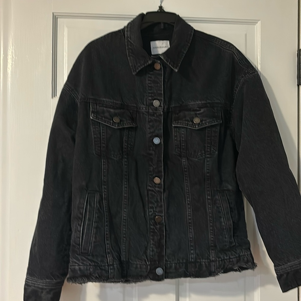 Ei8htdreams plaid lined black jeans jacket